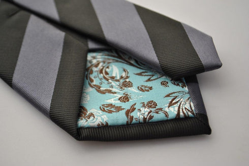 grey and black barber striped tie